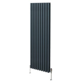 Ovale Kolomradiator & TRV Chroomkranen - 1800mm x 600mm – Antraciet Grijs