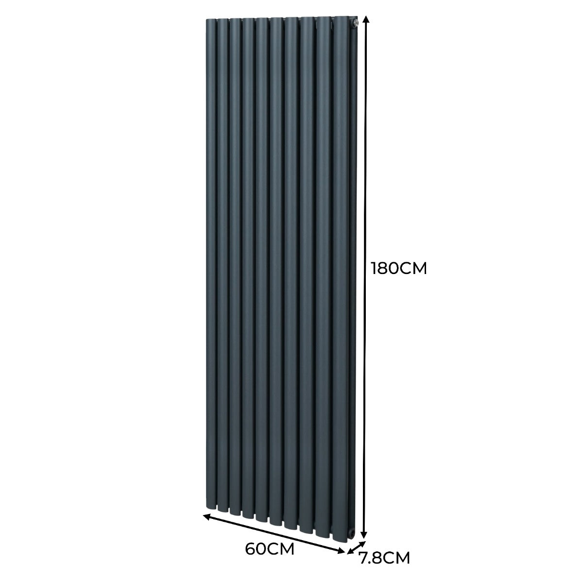 Ovale Kolomradiator & TRV Chroomkranen - 1800mm x 600mm – Antraciet Grijs