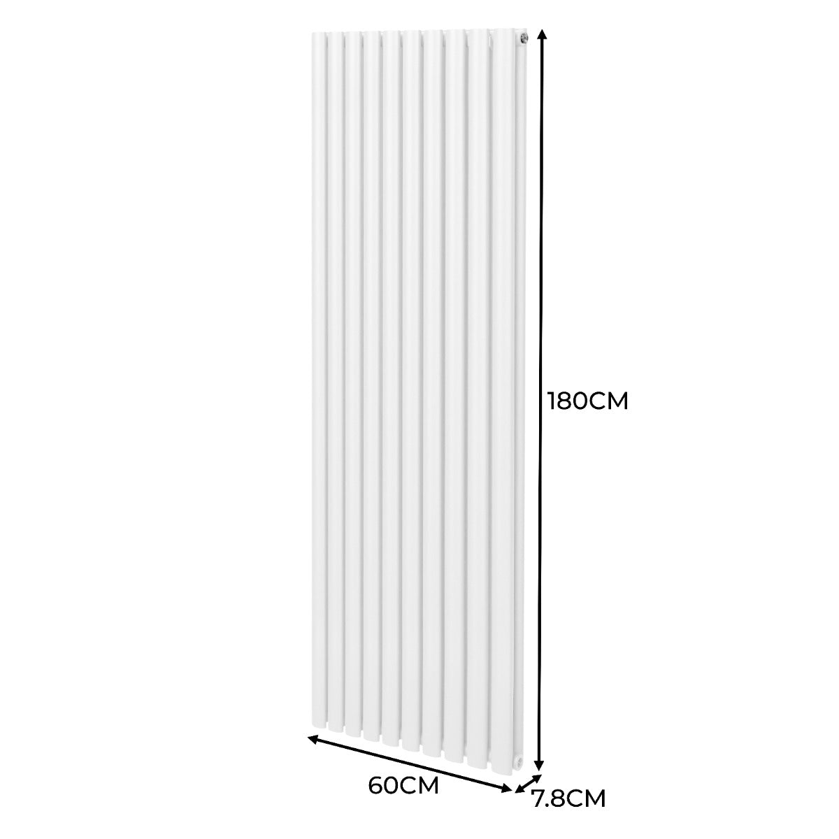 Ovale Kolomradiator & TRV Chroomkranen - 1800mm x 600mm – Wit