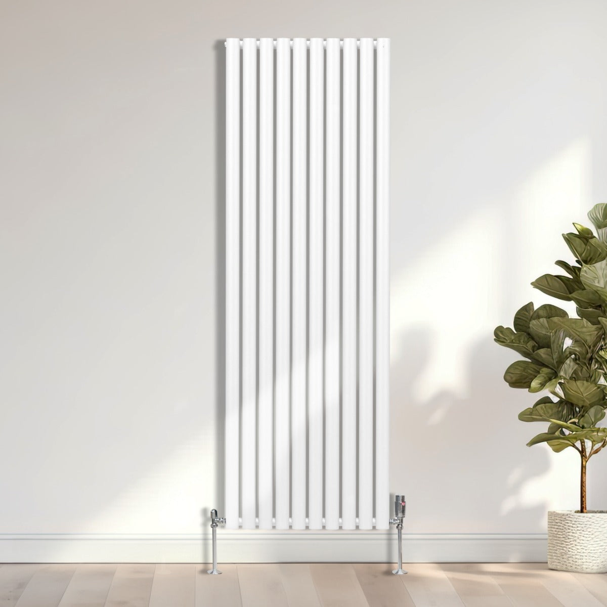 Ovale Kolomradiator & TRV Chroomkranen - 1800mm x 600mm – Wit