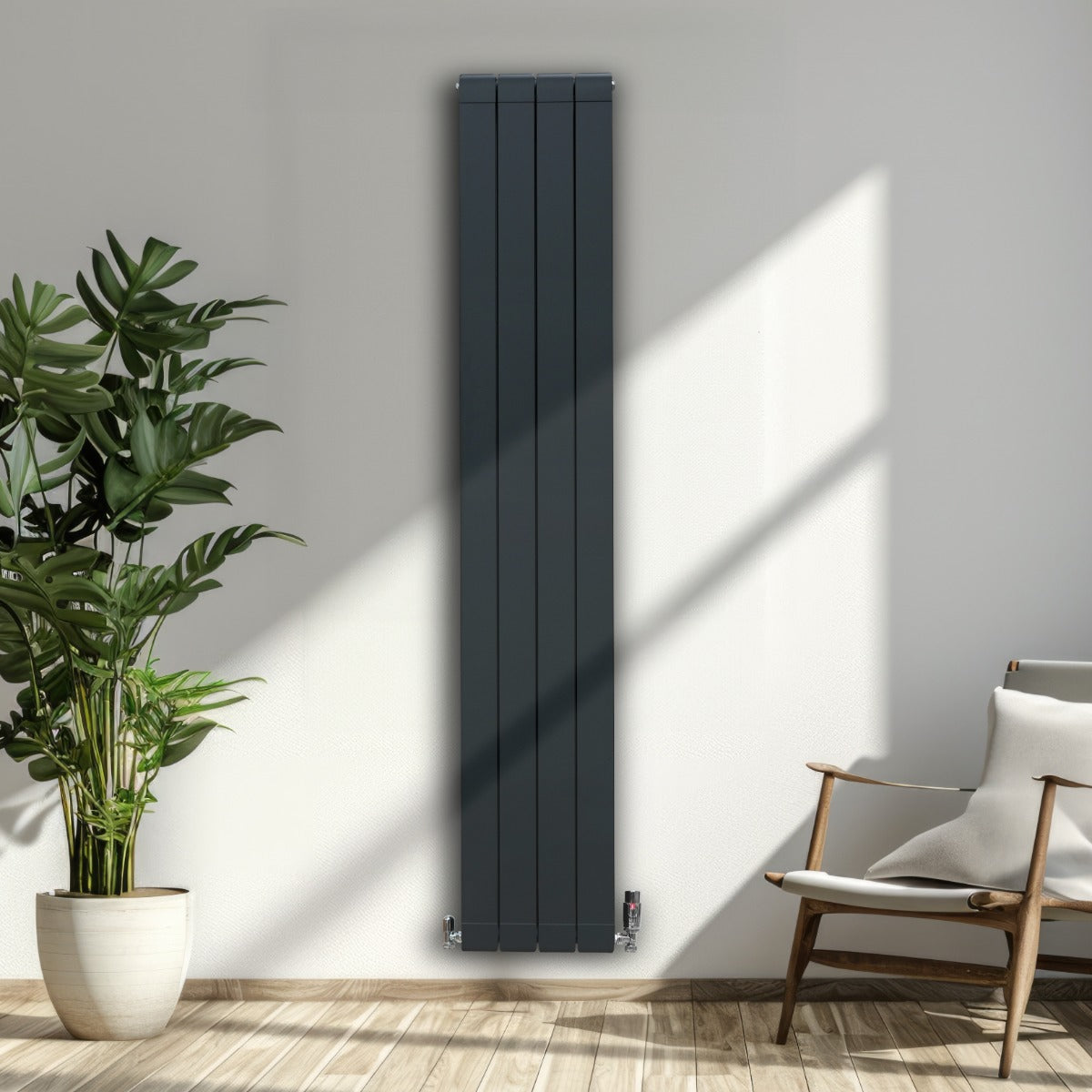 Aluminium Radiator & Kleppen - 1800mm x 315mm - Antraciet Grijs