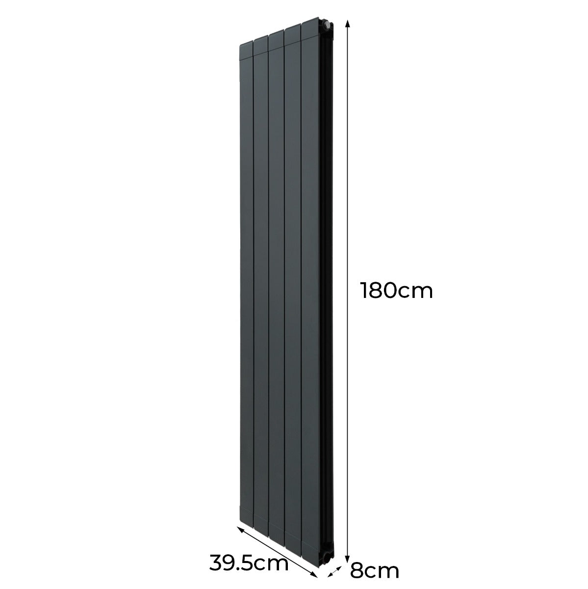 Aluminium Radiator & Kleppen - 1800mm x 395mm - Antraciet Grijs