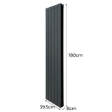 Aluminium Radiator & Kleppen - 1800mm x 395mm - Antraciet Grijs