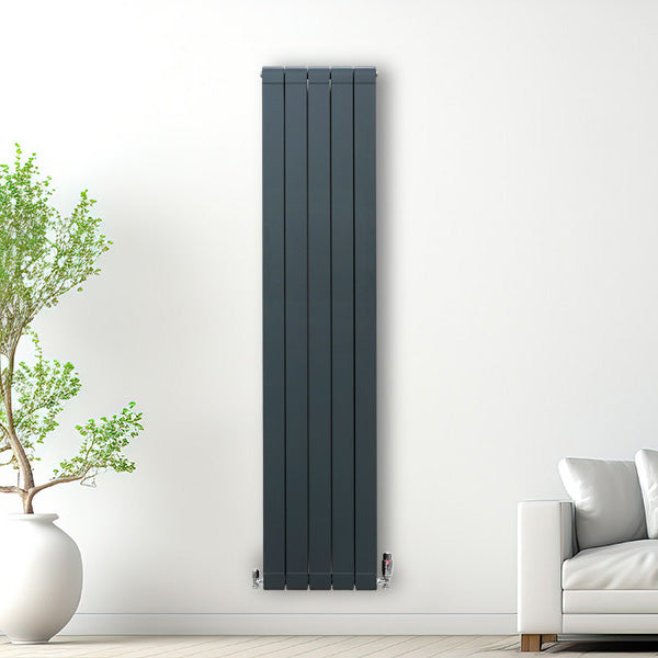 Aluminium Radiator & Kleppen - 1800mm x 395mm - Antraciet Grijs