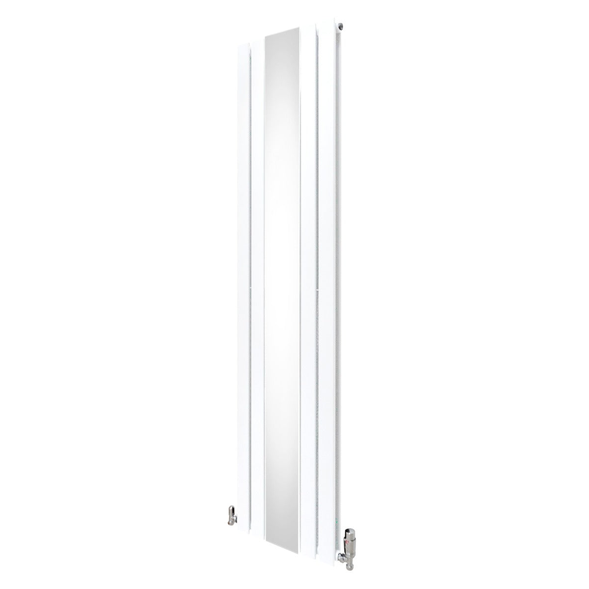 Platte Spiegel Radiatoren & TRV Chroom Kleppen - 1800mm x 425mm - Wit