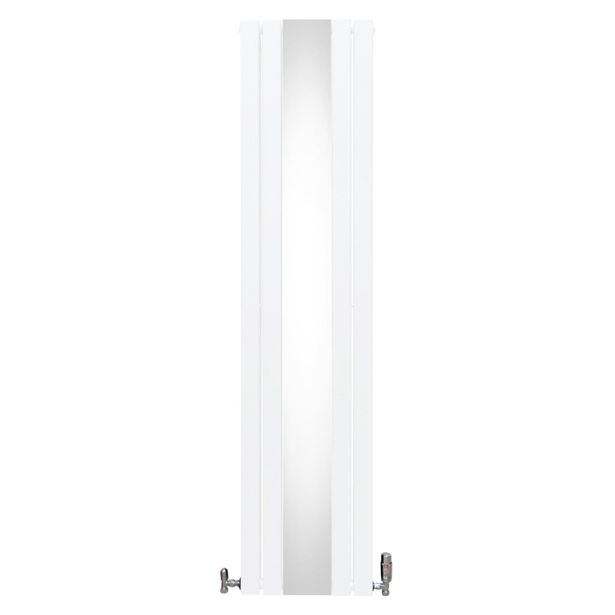 Platte Spiegel Radiatoren & TRV Chroom Kleppen - 1800mm x 425mm - Wit