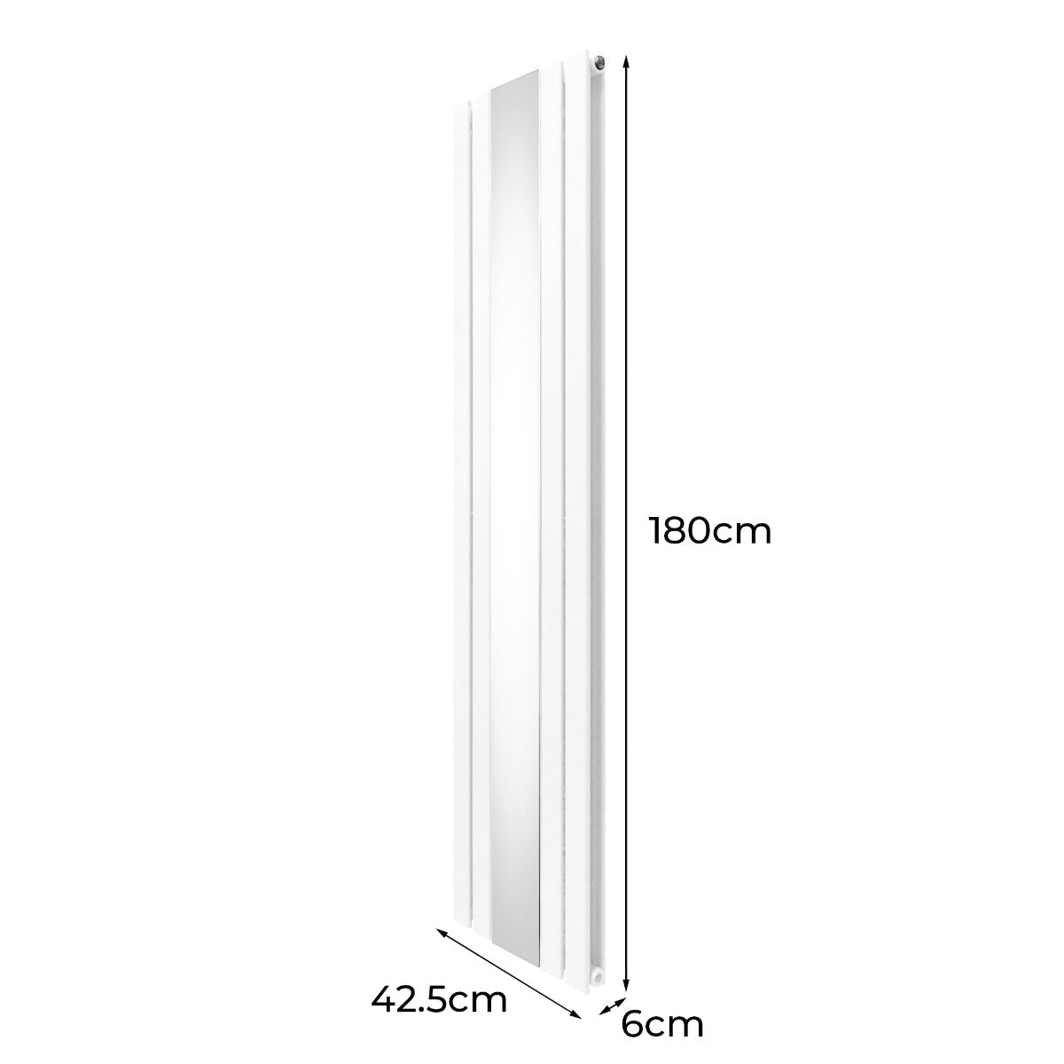 Platte Spiegel Radiatoren & TRV Chroom Kleppen - 1800mm x 425mm - Wit