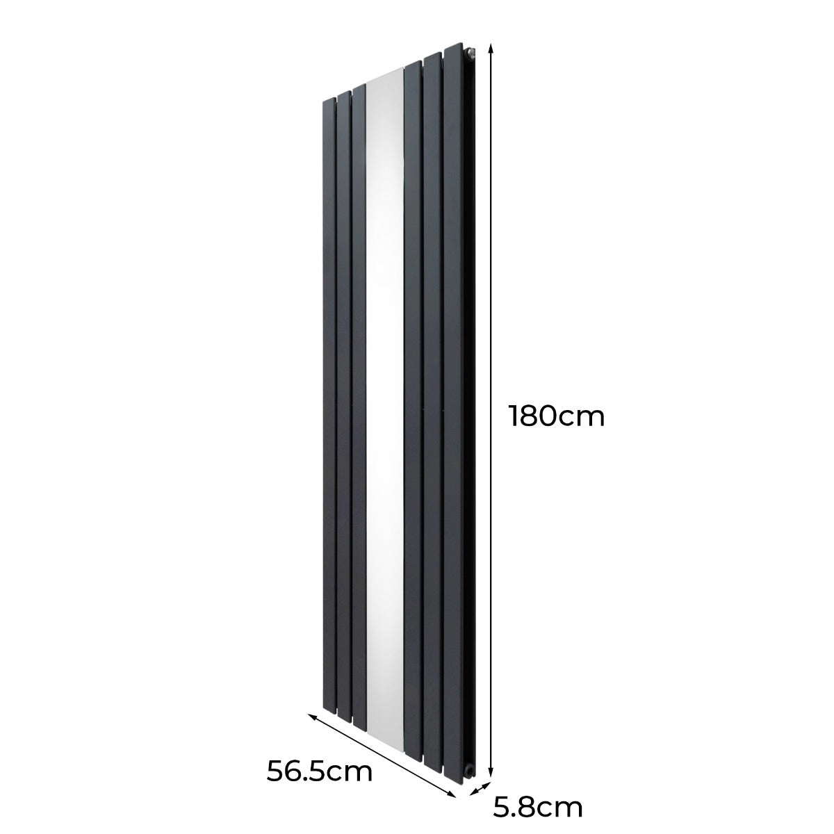 Platte Spiegel Radiatoren & TRV Chroom Kleppen - 1800mm x 565mm - Grijs