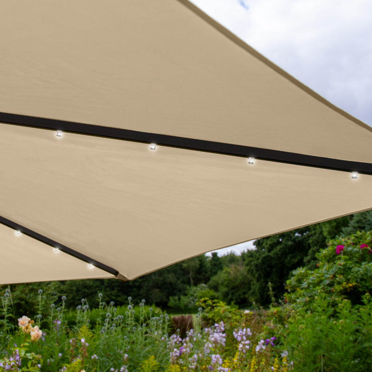 Zweefparasol 3m met LED verlichting - Beige