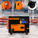 T-Mech Stille Diesel generator - Driefasig 400V - Gesloten Frame