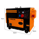 T-Mech Stille Diesel generator - Driefasig 400V - Gesloten Frame