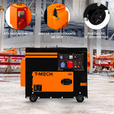 T-Mech Stille Diesel generator - Driefasig 400V - Gesloten Frame