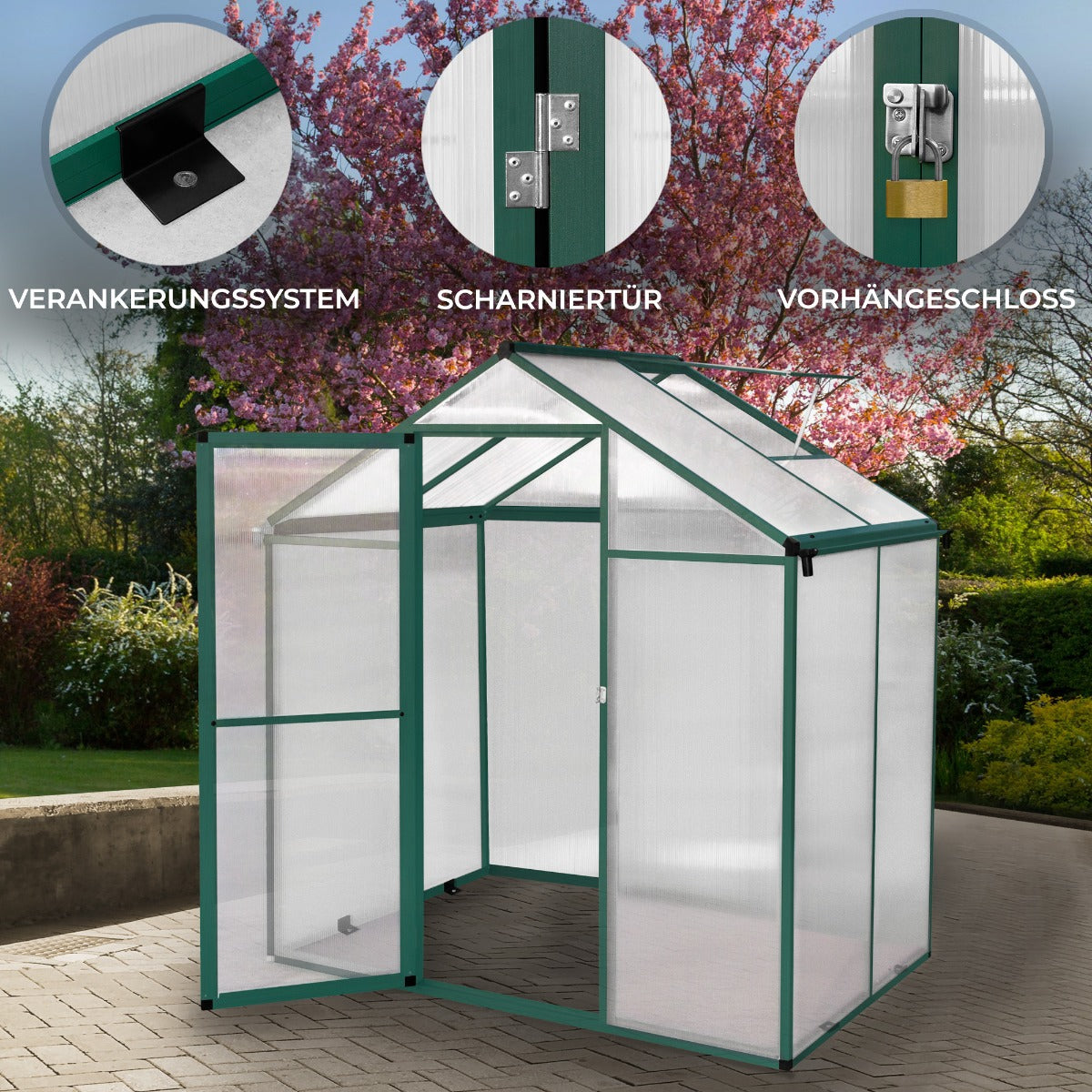 Tuinkas  - Polycarbonaat - 185 x 120 x 194 cm - Groen