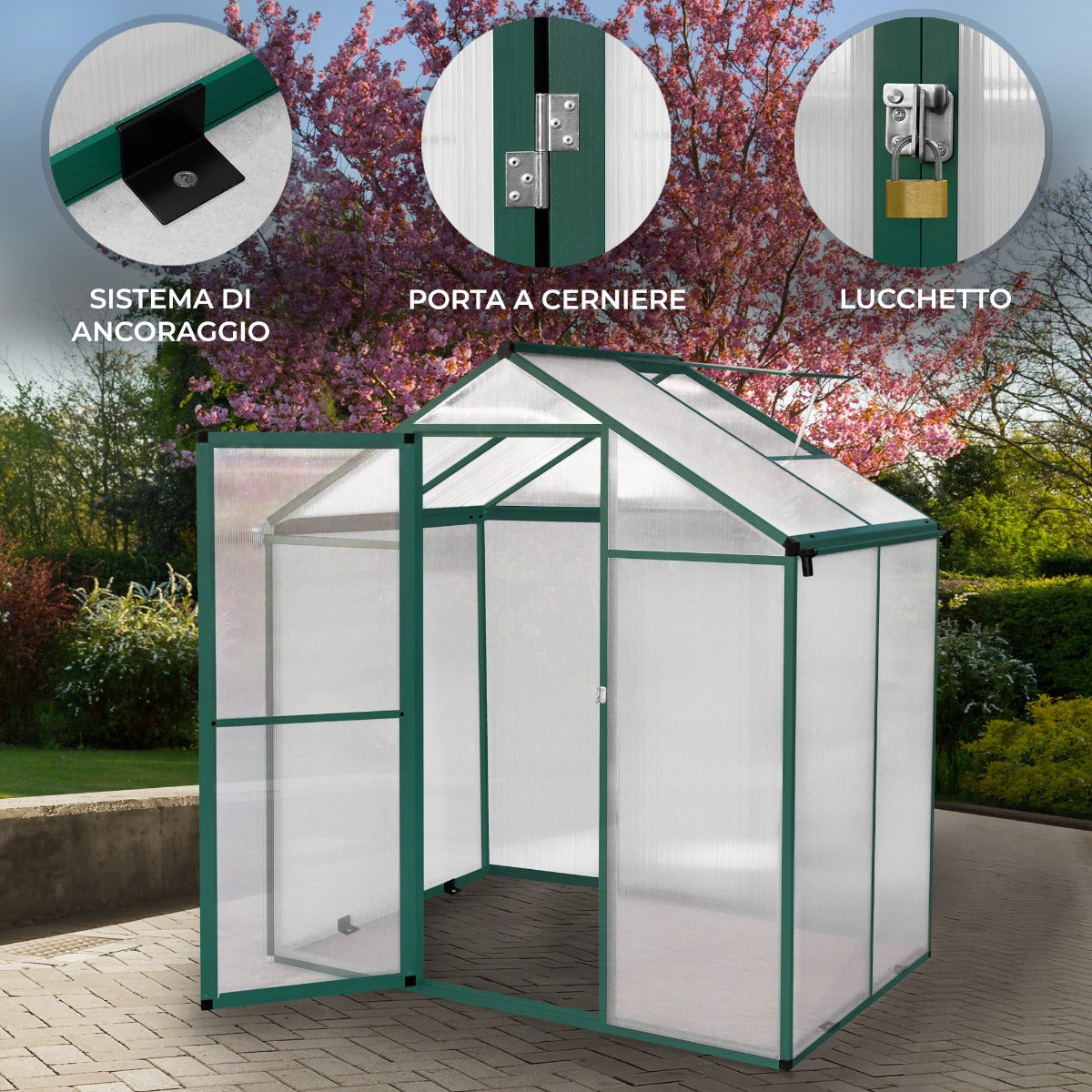 Tuinkas  - Polycarbonaat - 185 x 120 x 194 cm - Groen