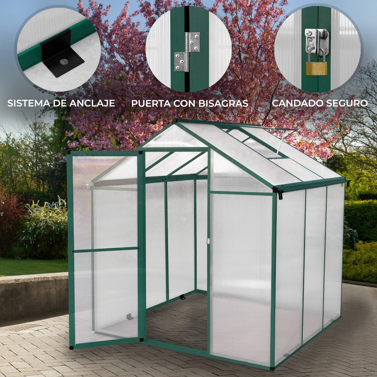 Tuinkas - Polycarbonaat - 180 x 180 x 194 cm - Groen