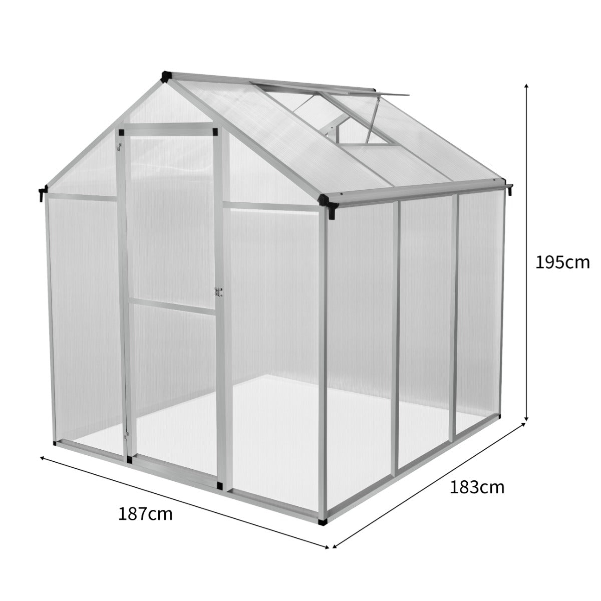 Tuinkas - Polycarbonaat - 180 x 180 x 194 cm - Zilver