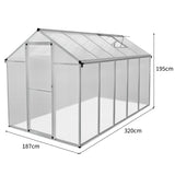 Tuinkas - Polycarbonaat - 180 x 320 x 194 cm - Zilver