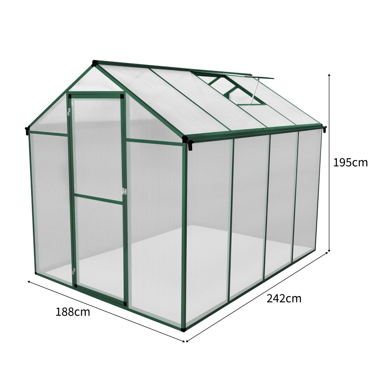 Tuinkas - Polycarbonaat - 180 x 240 x 194 cm – Groen