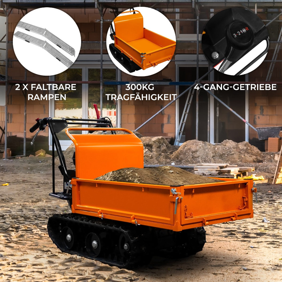 Gevolgde Mini Dumper Benzine Transporteur