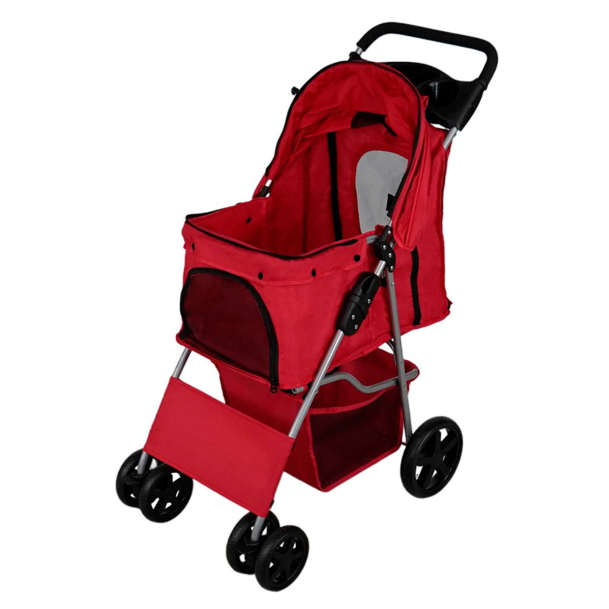 Hondenbuggy met Regenhoes - Rood