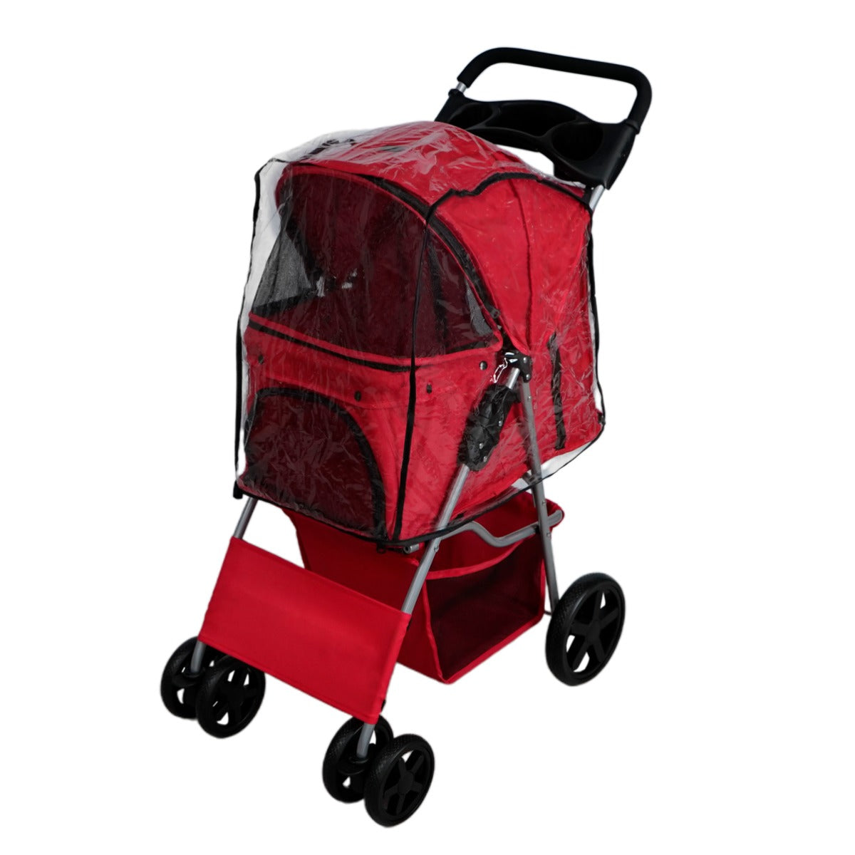 Hondenbuggy met Regenhoes - Rood