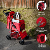 Hondenbuggy met Regenhoes - Rood