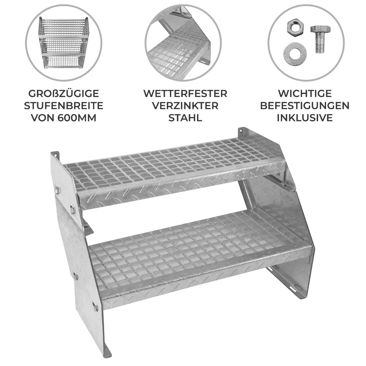 Verstelbare 2-delige Verzinkte Trap - 600 mm Breed