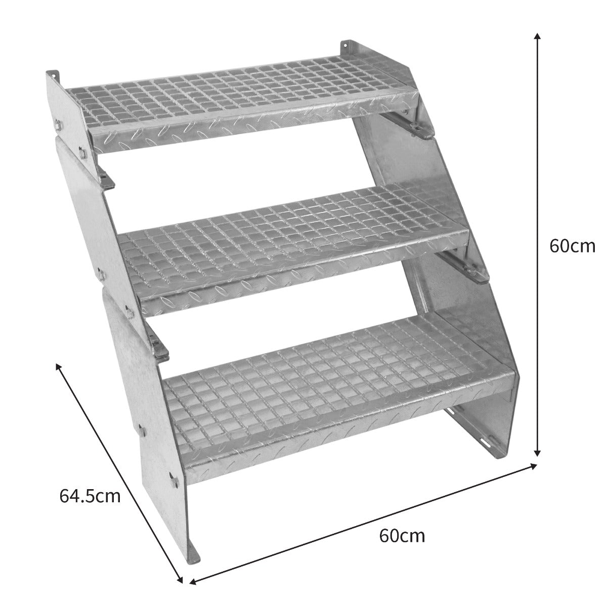 Verstelbare 3-delige verzinkte trap - 600 mm breed