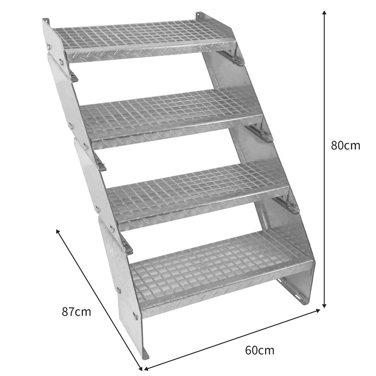 Verstelbare 4-delige verzinkte trap - 600 mm breed