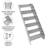 Verstelbare 6-delige verzinkte trap - 600 mm breed