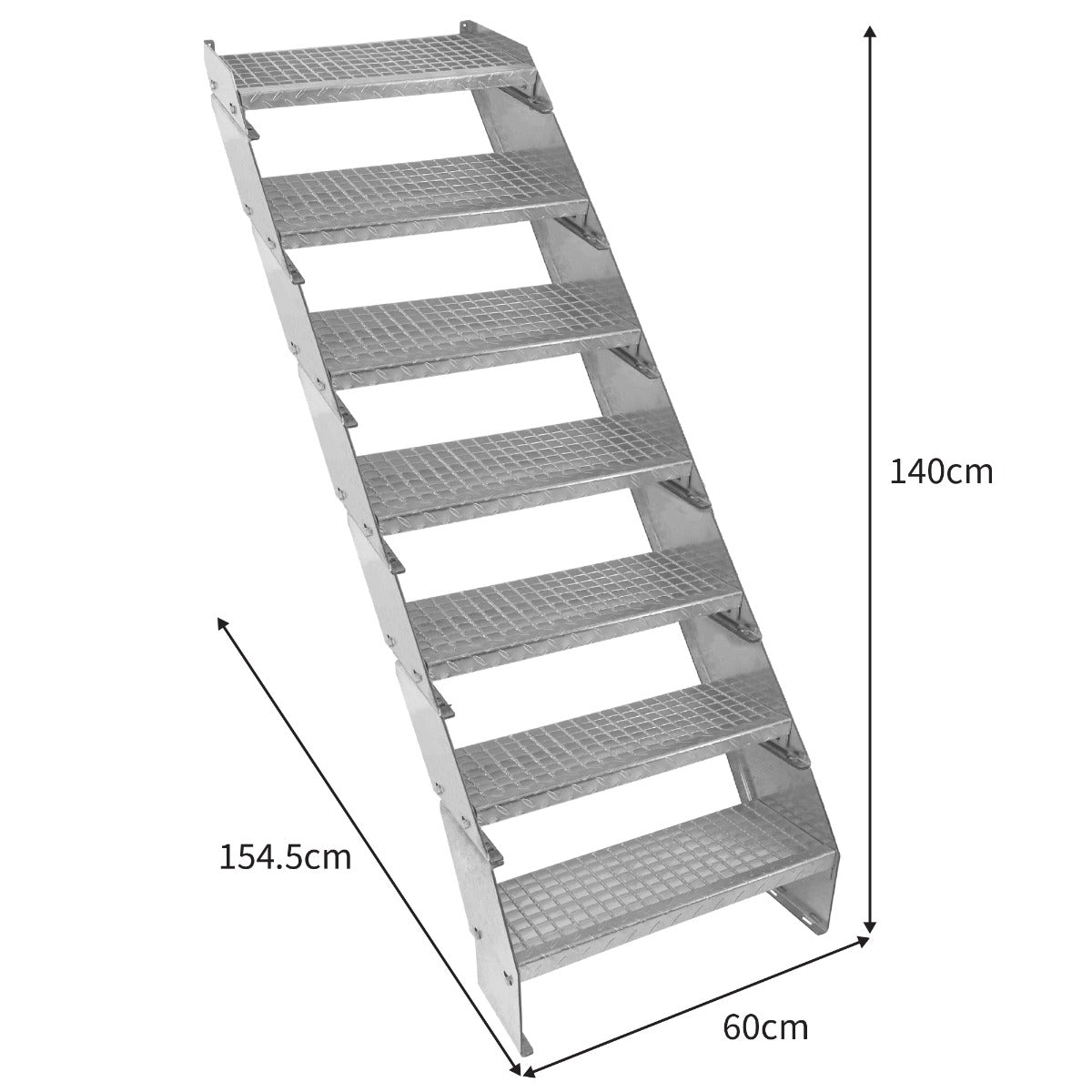 Verstelbare 7-delige verzinkte trap - 600 mm breed