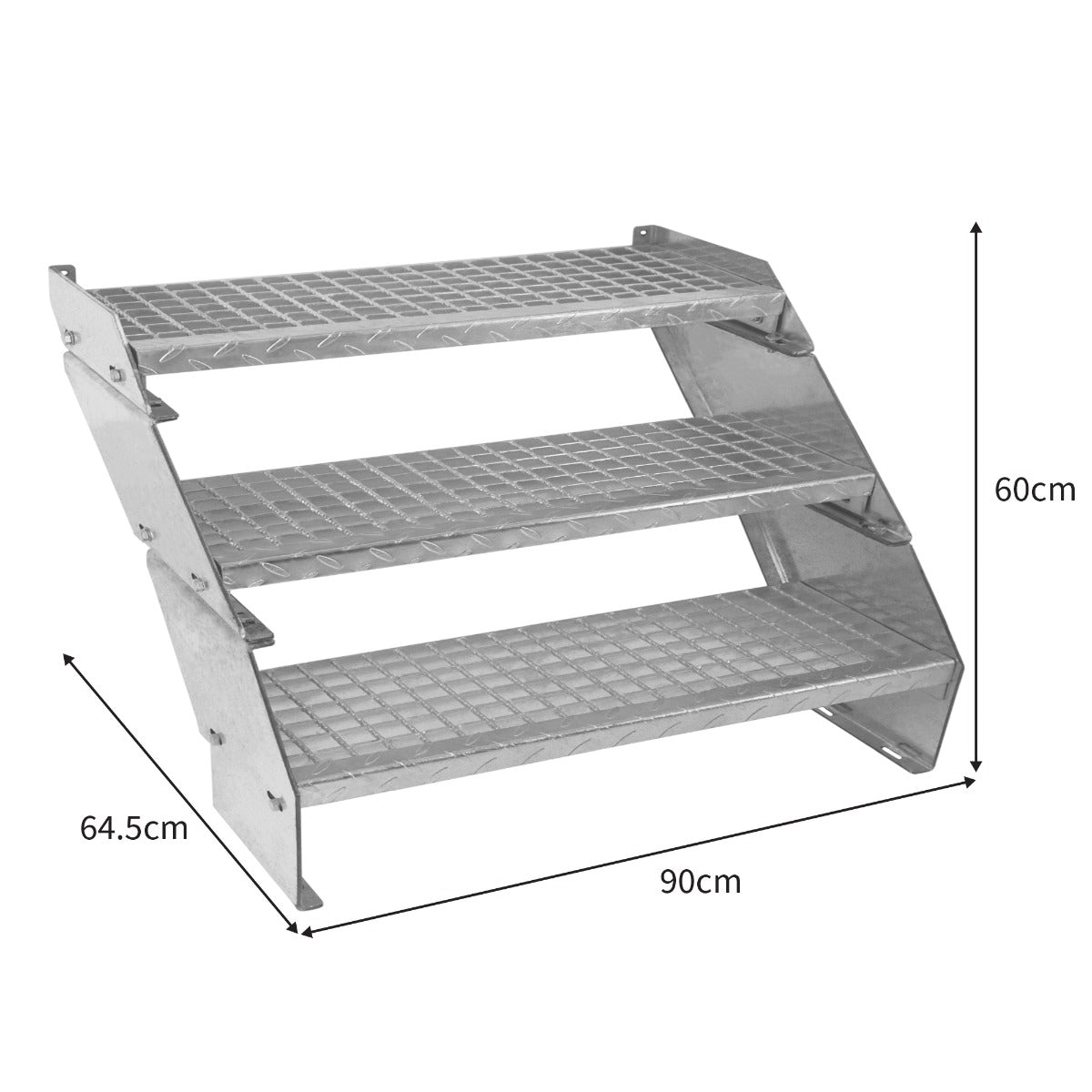 Verstelbare 3-delige verzinkte trap - 900 mm breed