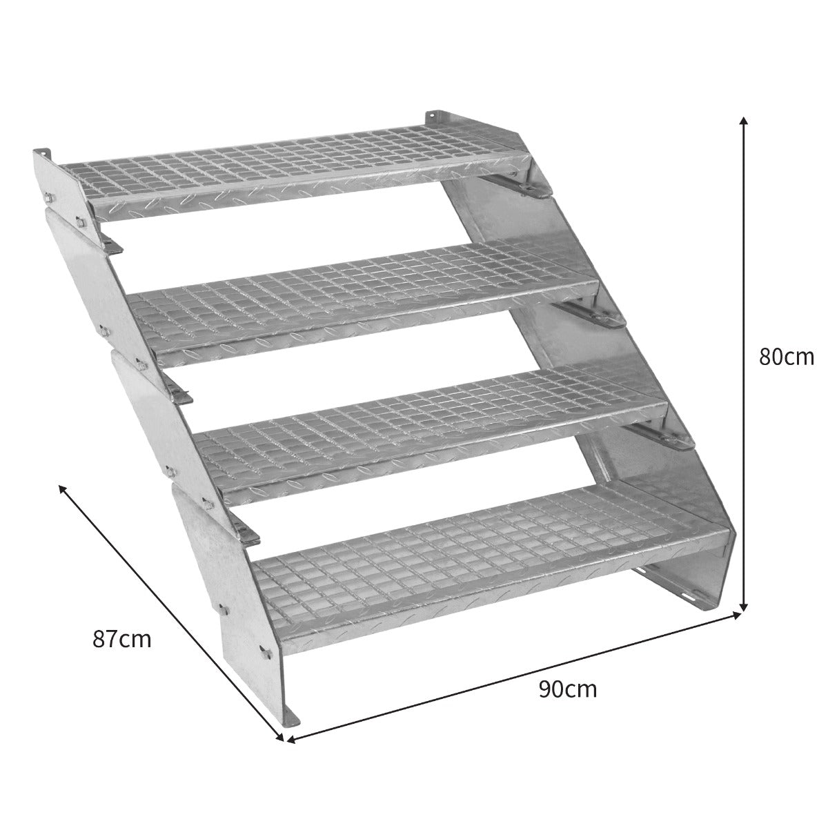 Verstelbare 4-delige verzinkte trap - 900 mm breed