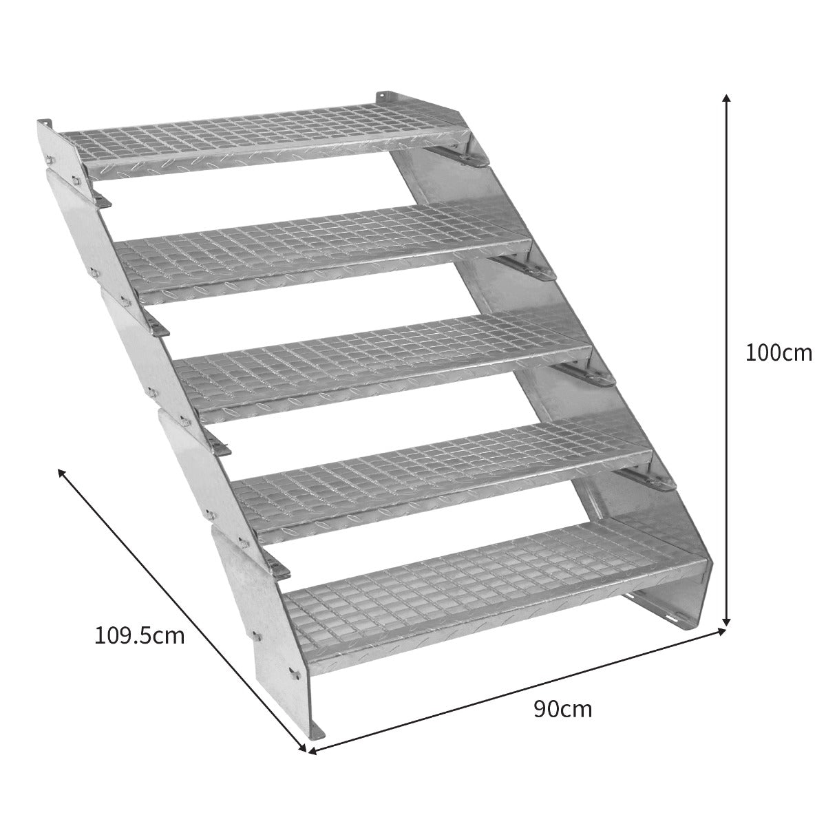 Verstelbare 5-delige verzinkte trap - 900 mm breed