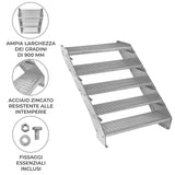 Verstelbare 5-delige verzinkte trap - 900 mm breed