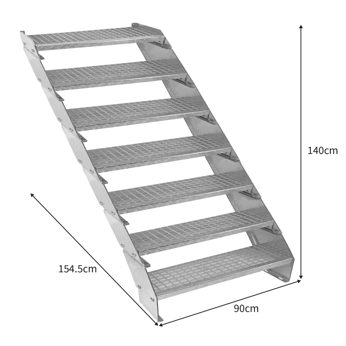 Verstelbare 7-delige verzinkte trap - 900 mm breed