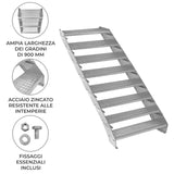 Verstelbare 8-delige verzinkte trap - 900 mm breed