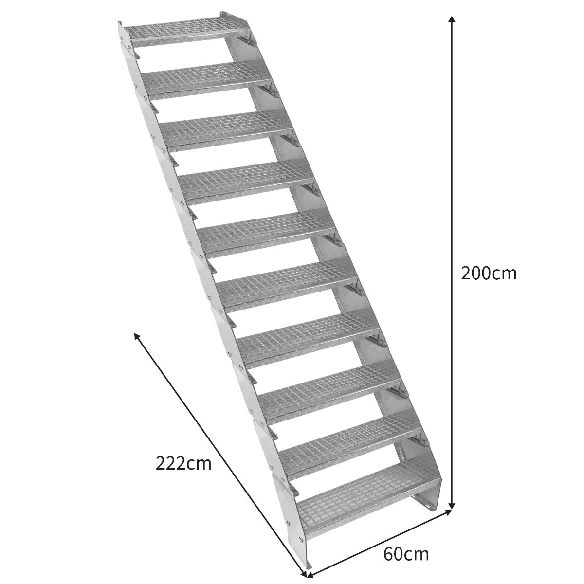 Verstelbare 10-delige verzinkte trap - 600 mm breed