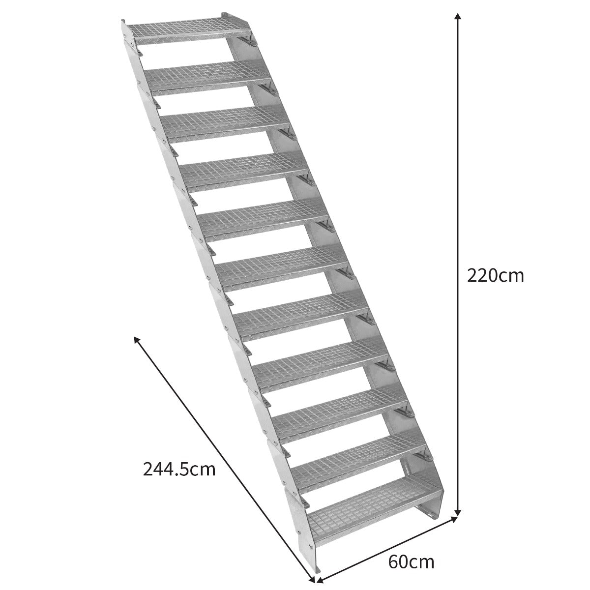 Verstelbare 11-delige verzinkte trap - 600 mm breed