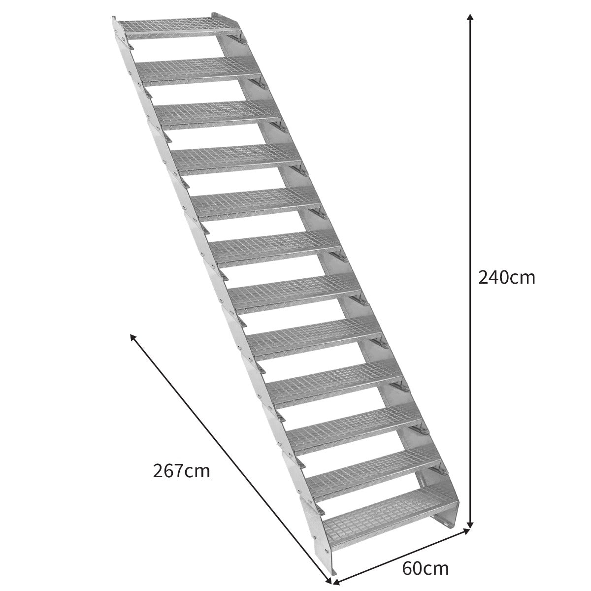 Verstelbare 12-delige verzinkte trap - 600 mm breed