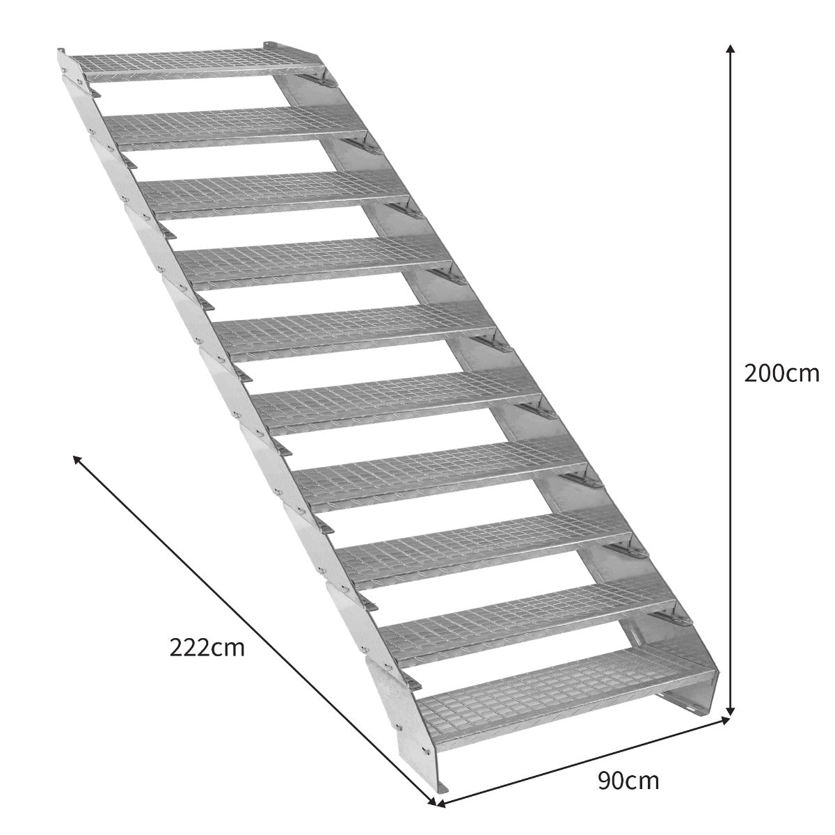 Verstelbare 10-delige verzinkte trap - 900 mm breed