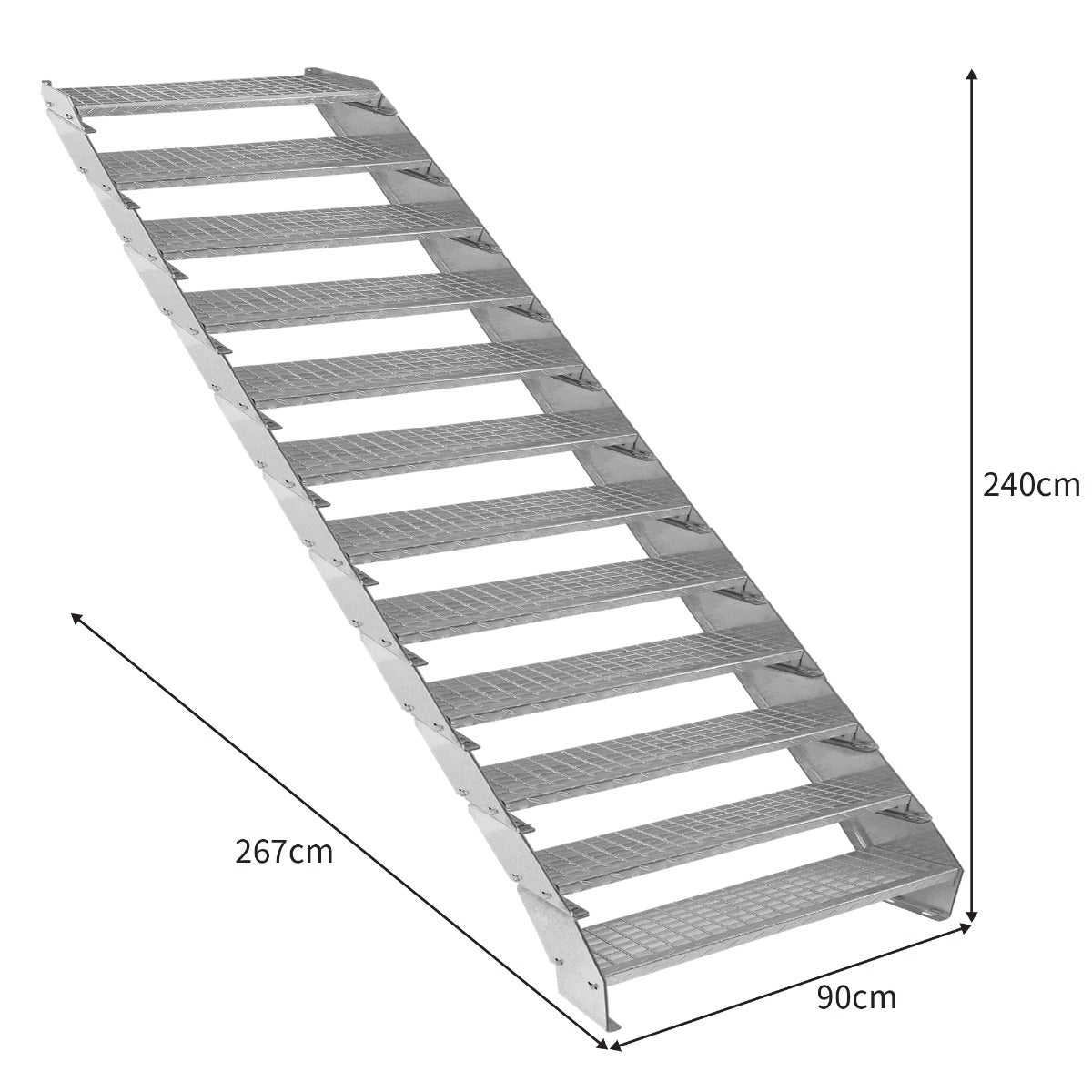 Verstelbare 12-delige verzinkte trap - 900 mm breed