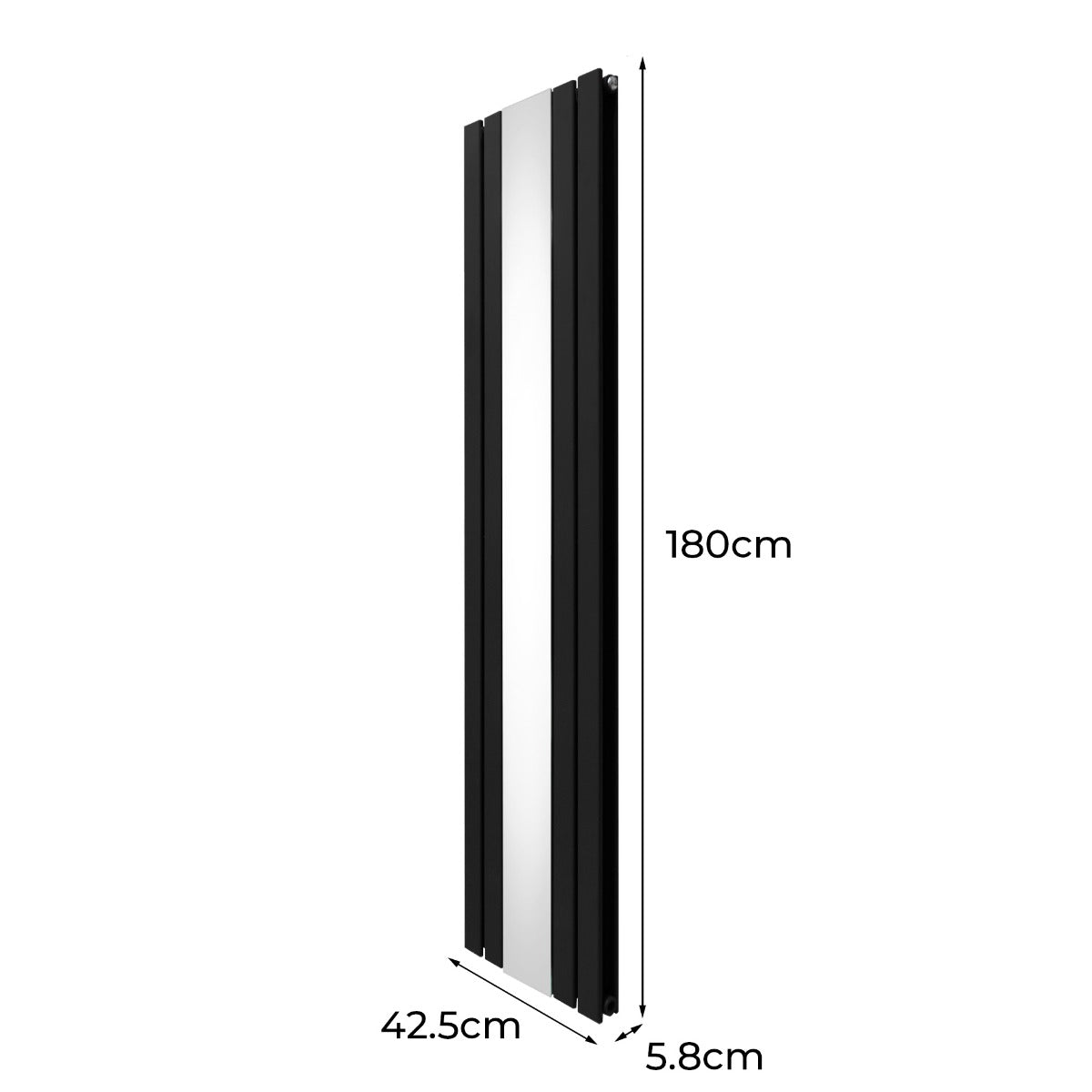 Platte Spiegel Radiatoren - 1800mm x 425mm - Zwart