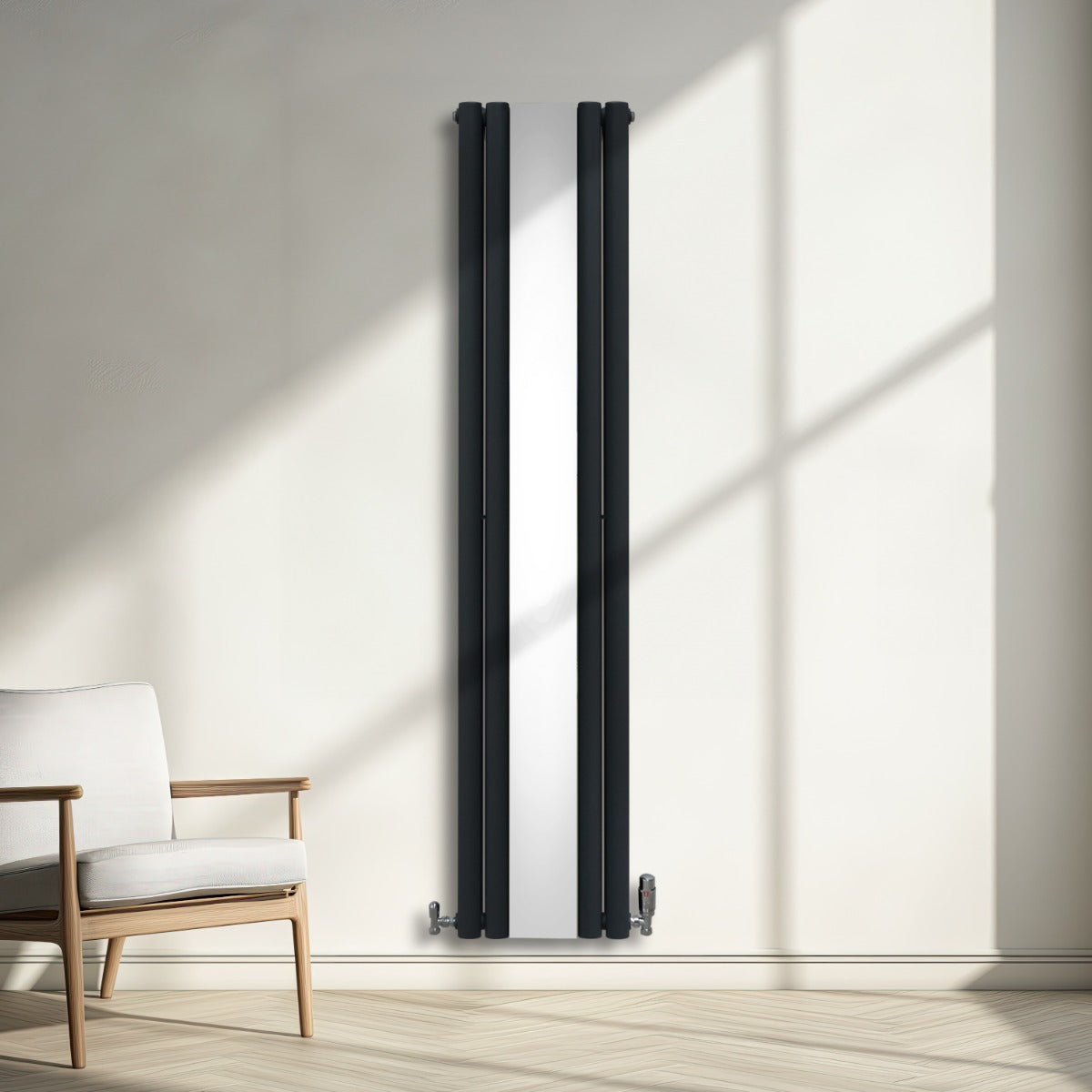 Ovale Spiegelradiator - 1800mm x 380mm - Grijs