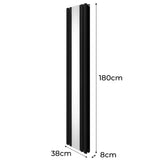 Ovale Spiegelradiator - 1800mm x 380mm - Zwart