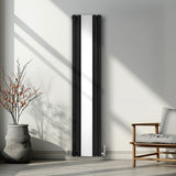 Ovale Spiegelradiator - 1800mm x 380mm - Zwart