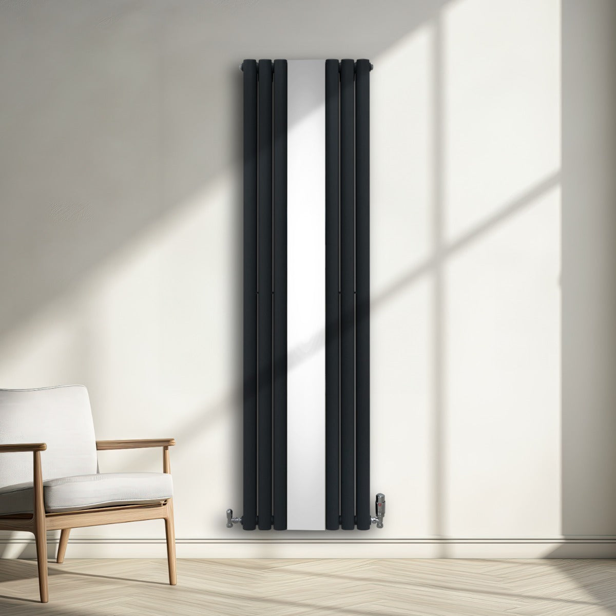 Ovale Spiegelradiator - 1800mm x 500mm - Grijs