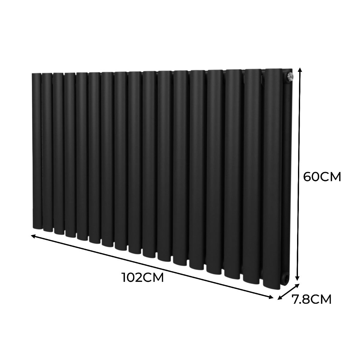 Ovale Kolomradiator - 600mm x 1020mm - Zwart