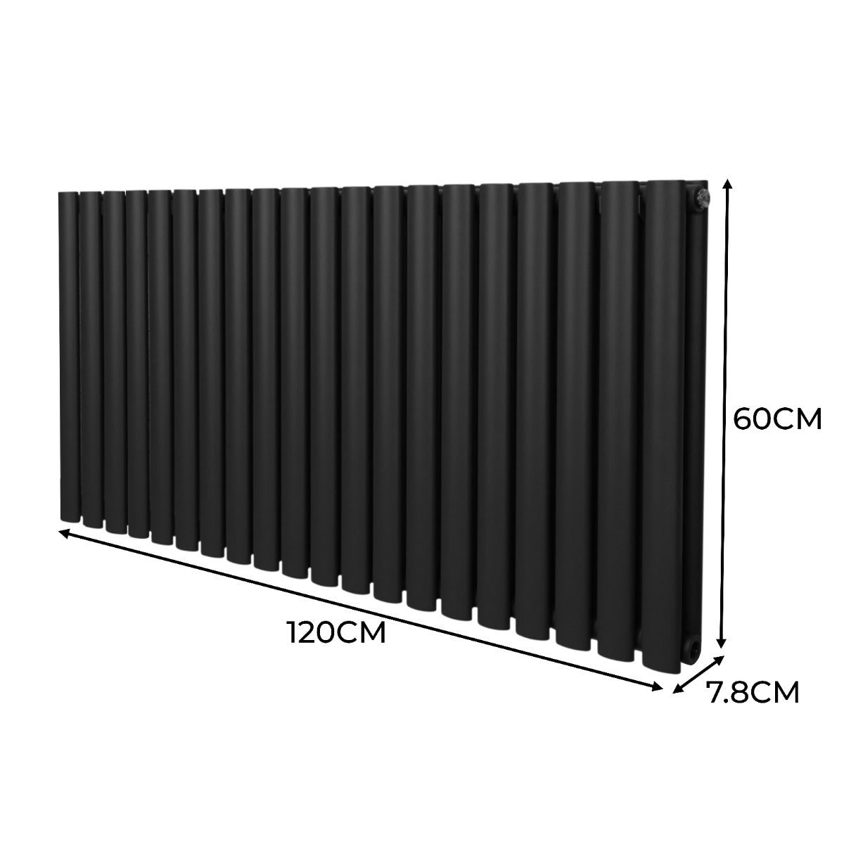 Ovale Kolomradiator - 600mm x 1200mm - Zwart