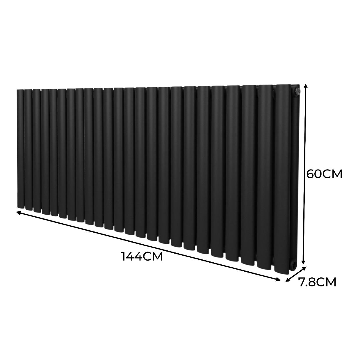 Ovale Kolomradiator - 600mm x 1440mm - Zwart